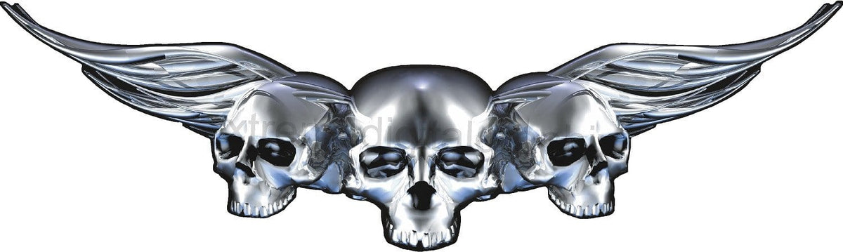 winged skulls chrome for car hoods